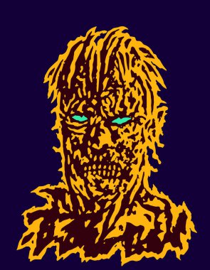 Tehlike ve zombi kafa addle. Vektör çizim.