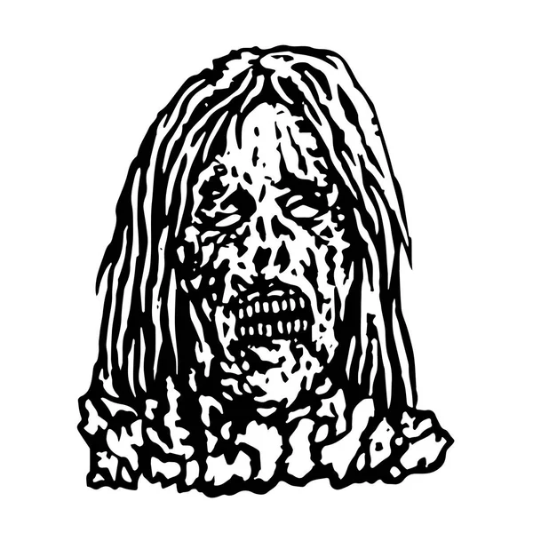 Zombi kadın korkunç başkanı. Vektör çizim.