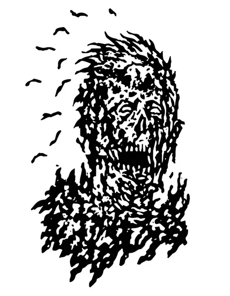 Tête de zombie pourrie. Illustration vectorielle . — Image vectorielle