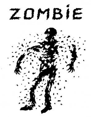 Tüm silahları gelen zombies vur! Korkunç karakter siluet.