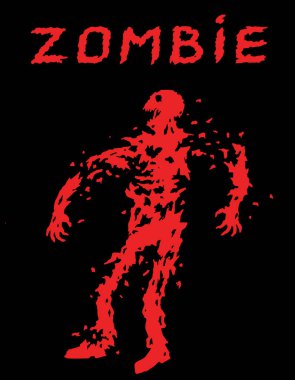 Madde işaretleri zombi askerin siluet ile delik deşik. Vektör çizim.