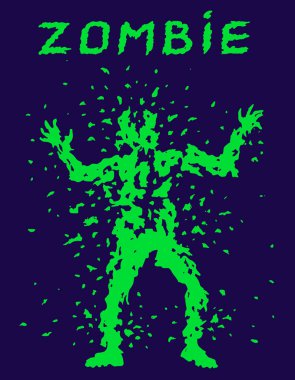 Zombi siluet vur. Vektör çizim.