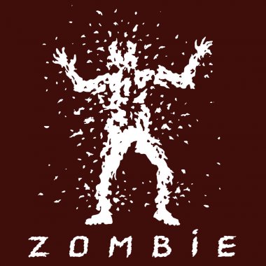 Bir makineli tüfek ile Zombi avına. Vektör çizim.