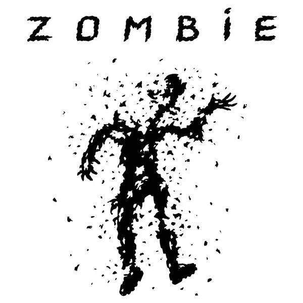 Schieten een zombie van een machinegeweer. Vectorillustratie. — Stockvector