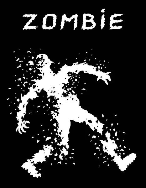 Um corpo cheio de balas de silhueta de zombies. Ilustração vetorial . —  Vetores de Stock