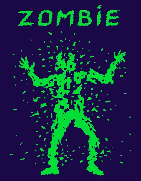 Zombi siluet vur. Vektör çizim.