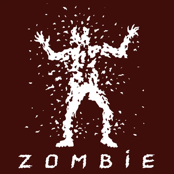 La caza de zombies con una ametralladora. Ilustración vectorial . — Vector de stock