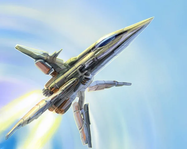 A futuristic fighter aircraft. Science fiction illustration. — Stock Photo, Image