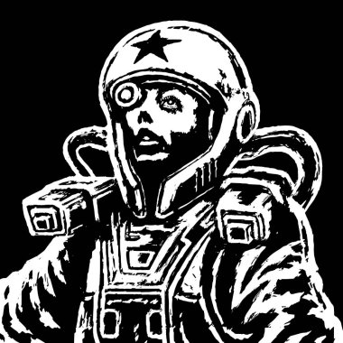 Astronot kahraman uzay giysisi içinde. Vektör çizim.