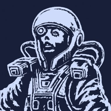 Uzaylı kadın kroki. Vektör çizim.