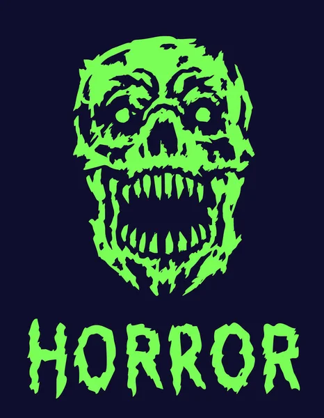 Yeşil korkunç canavar kafatası. Vektör çizim.