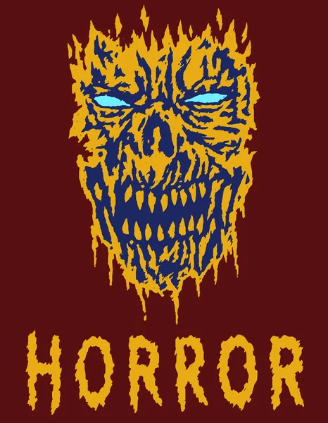 Korkunç canavar eski püskü kafa. Vektör çizim.