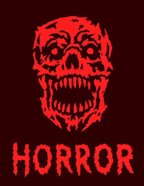 Kırmızı kızgın vampir kafatası. Vektör çizim.