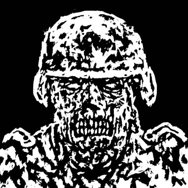 Korkunç zombi asker kavramı. Vektör çizim.