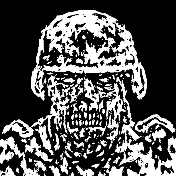 Skrämmande zombie soldat koncept. Vektorillustration. — Stock vektor