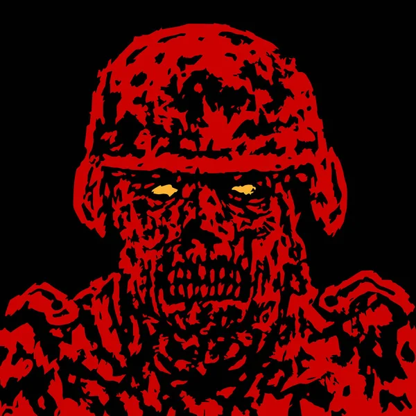 Czerwony z zły zombie żołnierz okładka. Ilustracja wektorowa. — Wektor stockowy