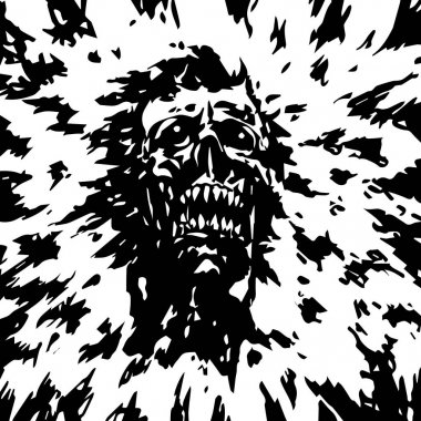 Canavar yırtık bir yüz ile başkanı. Vektör çizim.