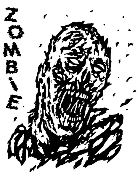 Soufflé par le vent mort zombie homme. Illustration vectorielle . — Image vectorielle