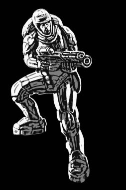 Soldier gelecek. Vektör çizim. 