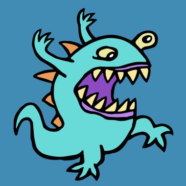 Agresif çizgi film uzaylı. Vektör çizim.