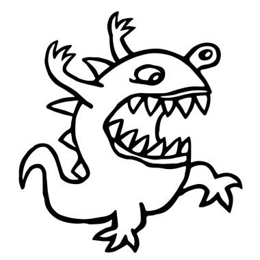 Kızgın dino. Vektör çizim. Sevimli çizgi film karakteri.