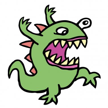 Tehlike çizgi film deli mikrop. Vektör çizim.