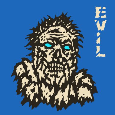 Kızgın zombi canavar yüz. Korku görüntü. Vektör çizim.