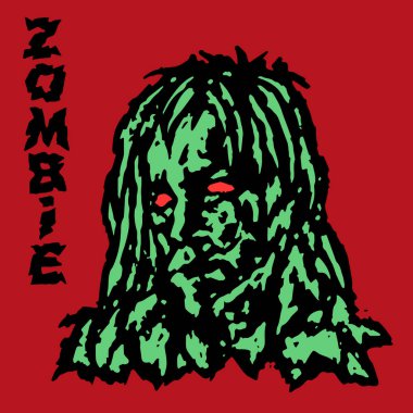 Zombi vampir kadın. Yeşil yüz bir iblis kadının. Vektör çizim.