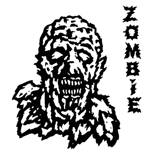 Der Kopf des gruseligen Zombies. Vektorillustration. — Stockvektor