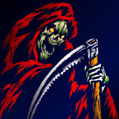 Bir tırpan ile kırmızı ölüm. Vektör çizim.