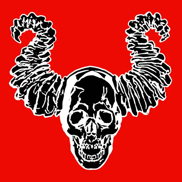 Skull of a demon with horns. vector illustration — Stock Vector