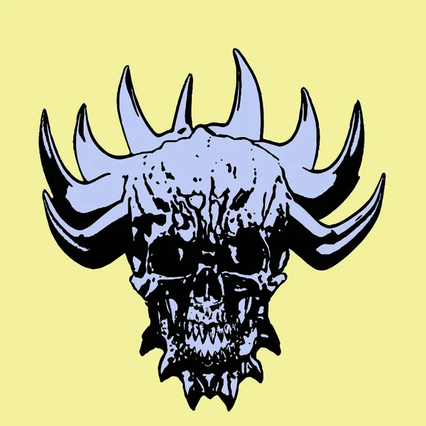 Cráneo de demonio con corona de espinas. ilustración vectorial . — Vector de stock