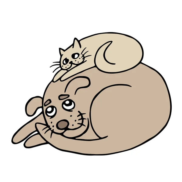 Lindo gato y perro. Ilustración vectorial . — Archivo Imágenes Vectoriales