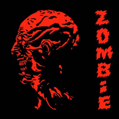 Korkunç çığlık zombi kırmızı kafa. Vektör çizim.