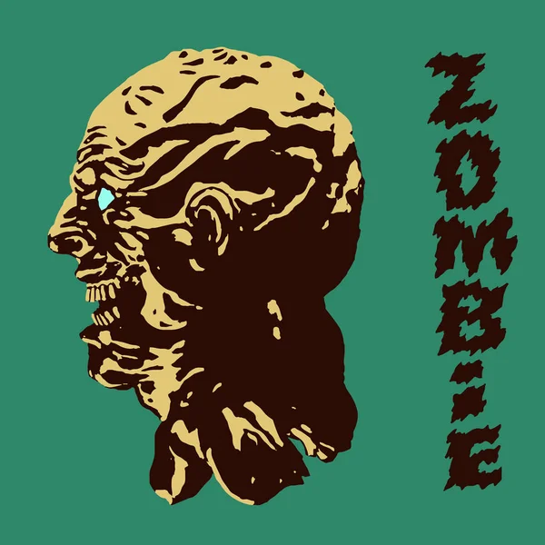 La terrible cabeza del monstruo zombi. Ilustración vectorial . — Vector de stock