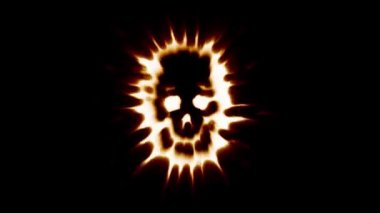 Sardı alevler içinde yanan bir ürkütücü kafatası. 