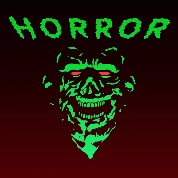 Visage de zombie vert effrayant. Illustration vectorielle . — Image vectorielle