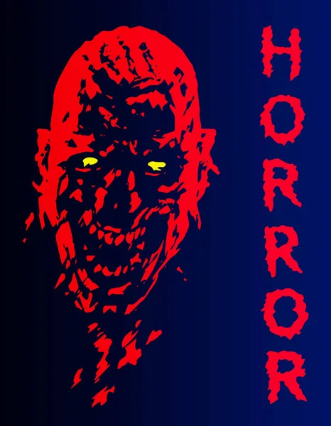 Cabeça de vampiro gritando em cores vermelhas e azuis. Ilustração vetorial . — Vetor de Stock