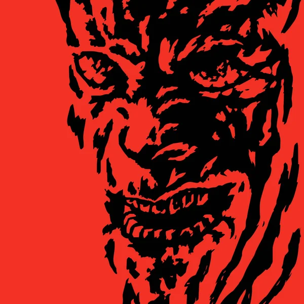 Le visage d'horreur du monstre. Illustration vectorielle . — Image vectorielle
