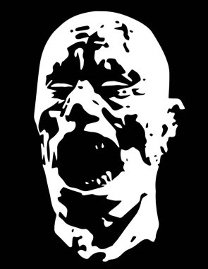 Zombi iblis kafası bağırır. Vektör çizim.