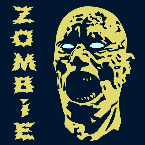 Espeluznante zombi grita cabeza. Ilustración vectorial . — Vector de stock