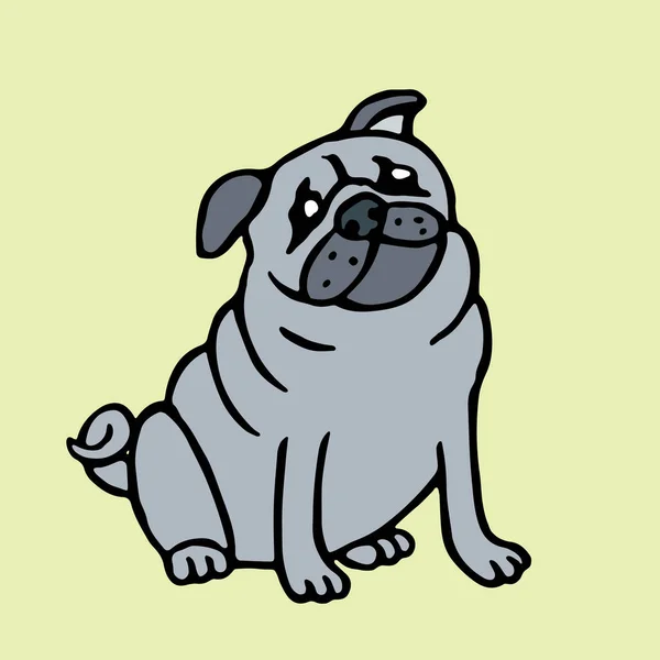 Lindo pug ilustración vectorial aislado. carácter alegre mascota . — Archivo Imágenes Vectoriales