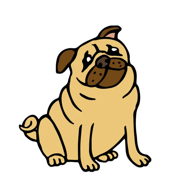 Perro amigable Pug. Ilustración vectorial . — Vector de stock