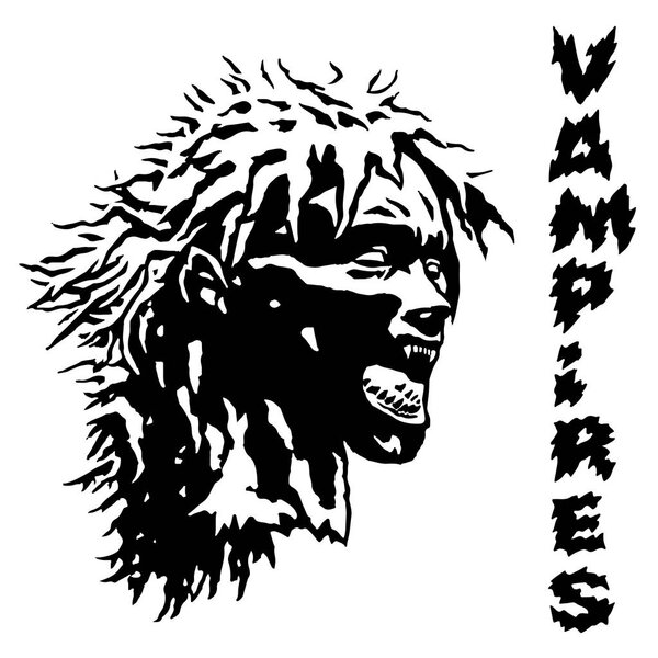 Evil screaming vampire woman head. Vector illustration.