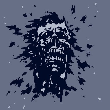 Kızgın çığlık ghoul vampir kafa. Vektör çizim.