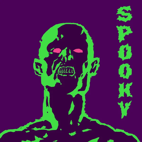 Gulyabani zombi korkunç bir yüz. Vektör çizim.