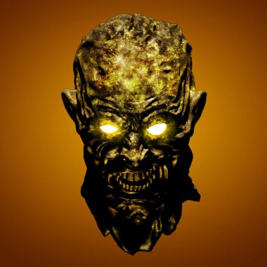 Dişleri bared aç vampir. 3D çizim.