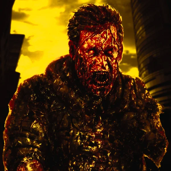 Zombie-Soldat schreit. Zeichnung Illustration im Horror-Genre. — Stockfoto