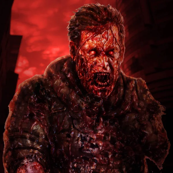 Tehlike zombi Not kavramı. Karakter çizimi çizim.