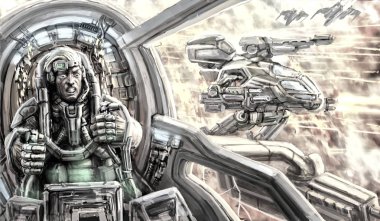 Savaş robot asker karşı. Bilim kurgu klip